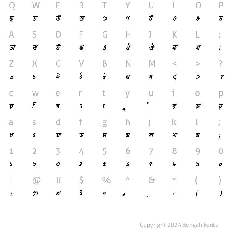 Character Map of GoraiMJ Bold Italic